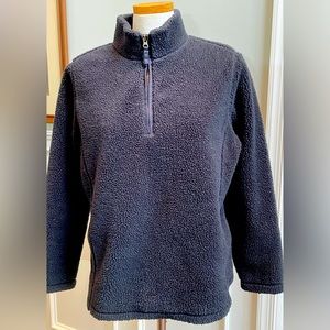 Lands End black Berber fleece 1/4 zip jacket